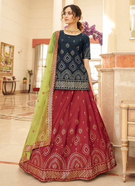 Red Colour Kf Parampara 2 Heavy Stylish Party Wear Lehenga Collection 1961